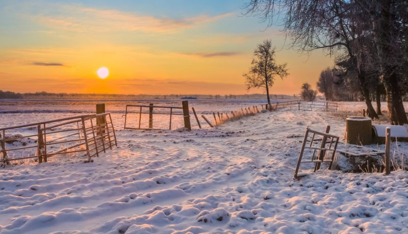 Rising sun over Winter Landscape